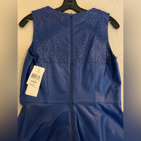 NWT French Connection 💯%Leather Shift Dress Perforated Hem/Neck, Back Zip, 8 - Picture 10 of 10